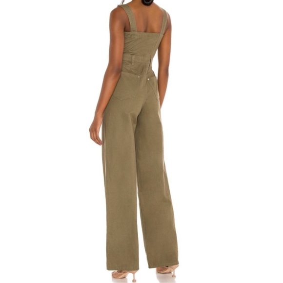 NWT WeWoreWhat Cotton Linen Bustier Jumpsuit in Olive Green Overalls Wide Leg - Picture 3 of 10
